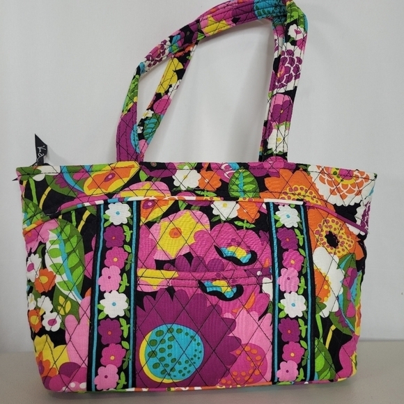 Vera Bradley 100% Cotton Vibrant Floral Machine Washable Satchel Handbag - Picture 1 of 16